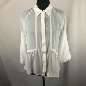 Line & Dot Silk Hi-Lo Cutout Blouse NWT Size Med